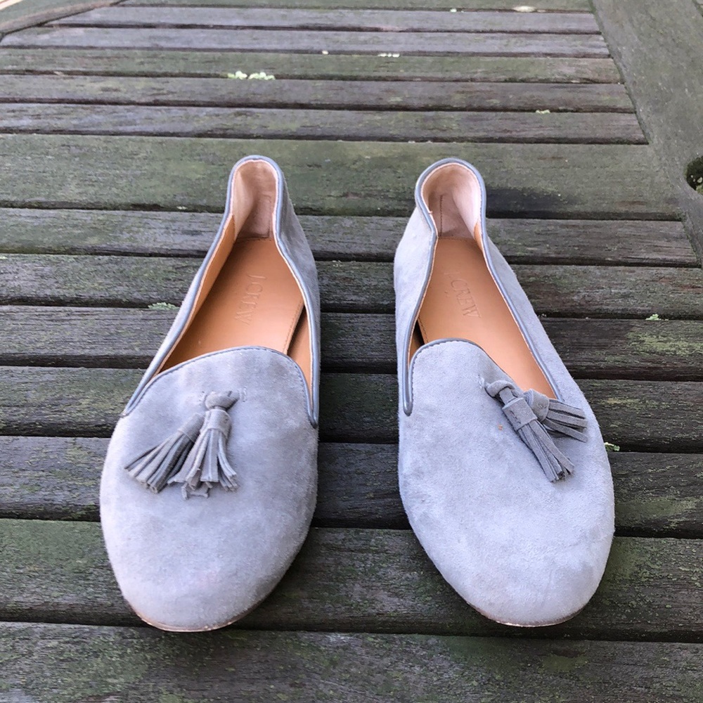J Crew grey suede loafers